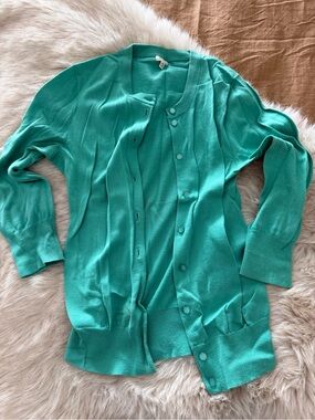 J. Crew Factory Teal Green Button-Front Women's Cardigan XS
